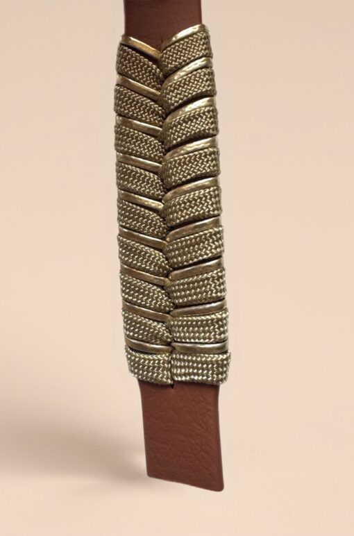 Halsband V - Line Chocolate / Goldschnur – Bild 2