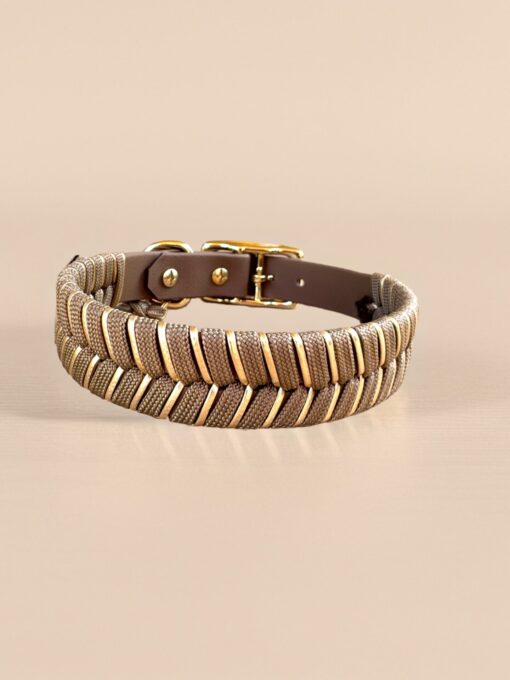Halsband V - Line Chocolate / Goldschnur