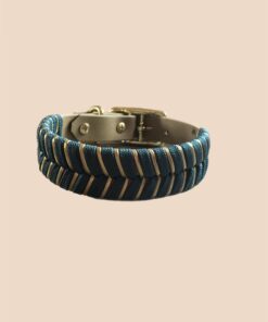Halsband V - Line Dark Teal / Goldschnur
