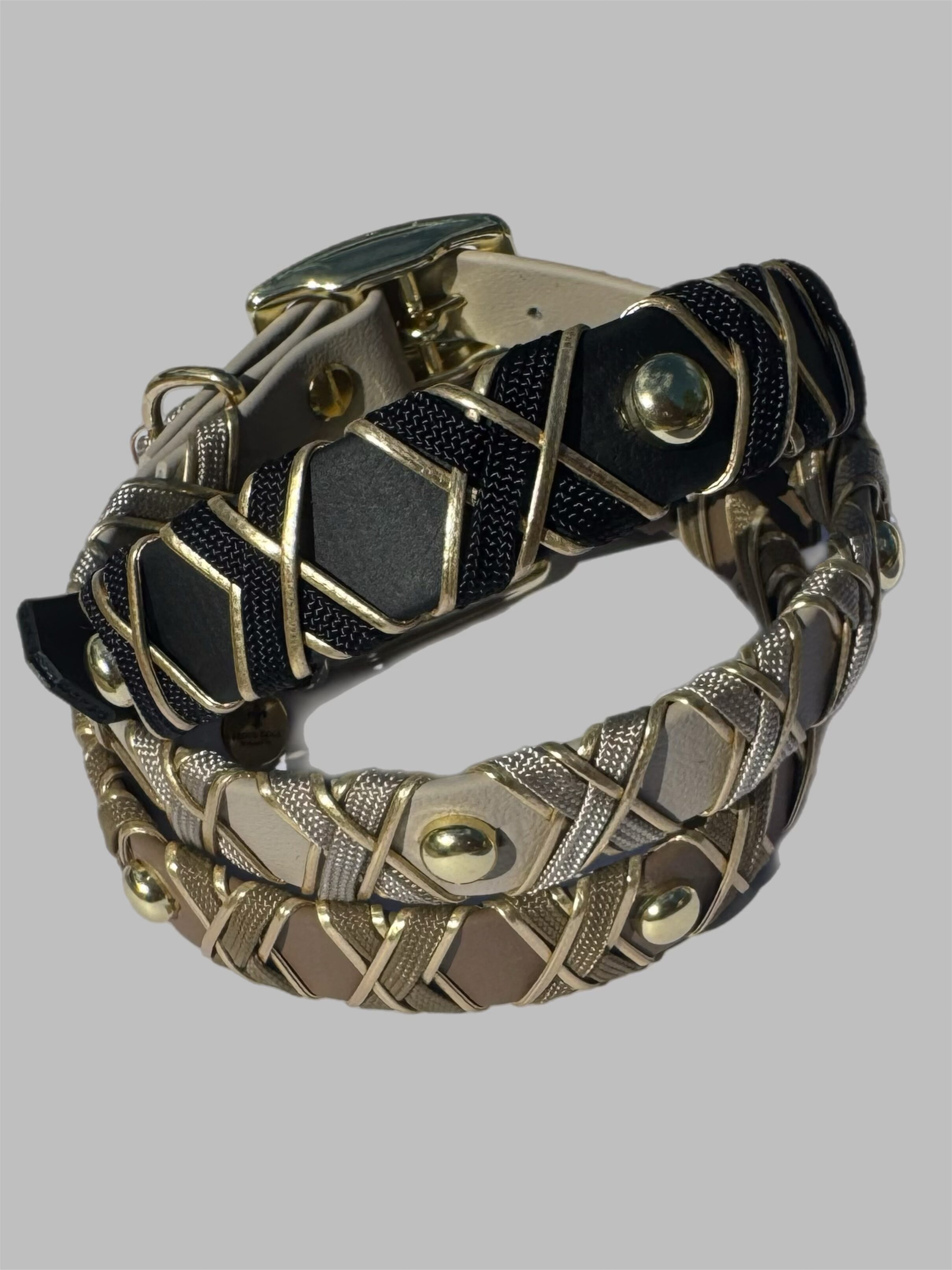 Halsband Crossline  Light Taupe / Gold – Bild 3