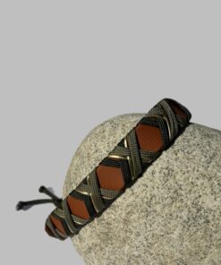 Alternative view of Halsband Crossline Dunkel Grün / Goldschnur / Olive