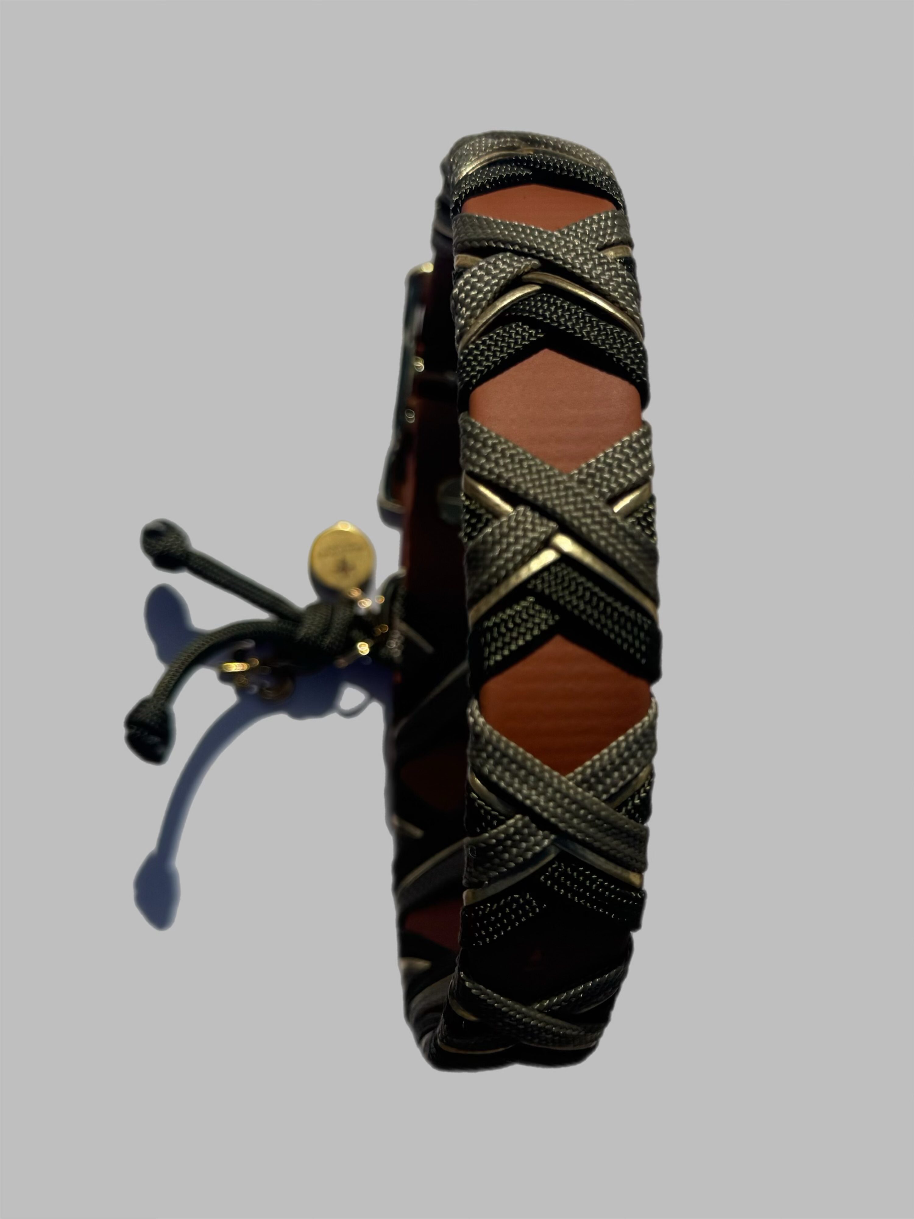 Halsband Crossline Dunkel Grün / Goldschnur / Olive – Bild 3