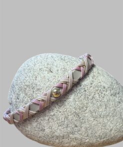 Schmuckhalsband / Markenbändchen Rosa / Goldschnur / Creme