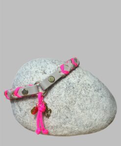 Alternative view of Schmuckhalsband / Markenbändchen  Neon Pink/Goldschnur/champagner