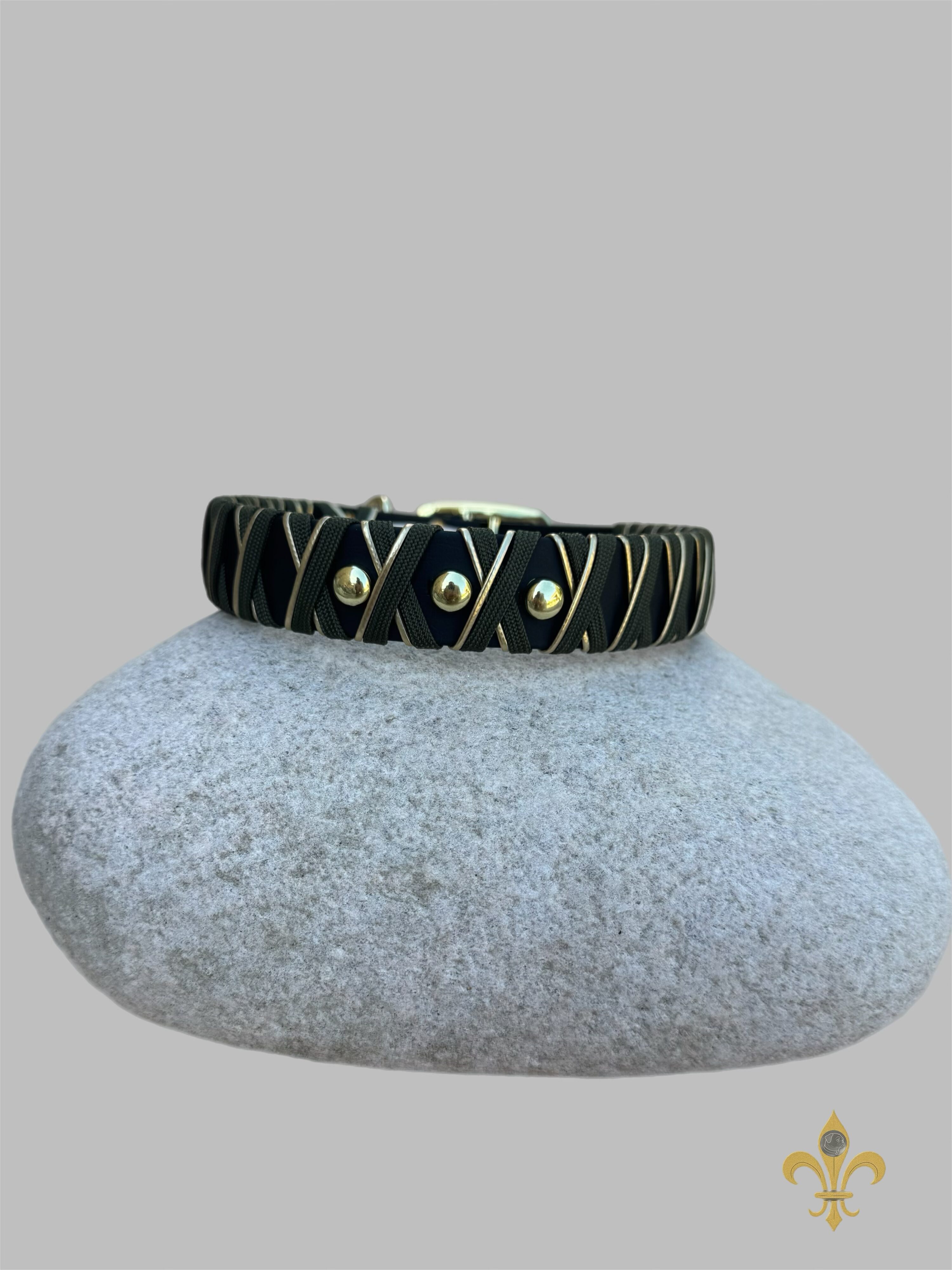 Halsband Crossline Dark Green / Gold – Bild 3